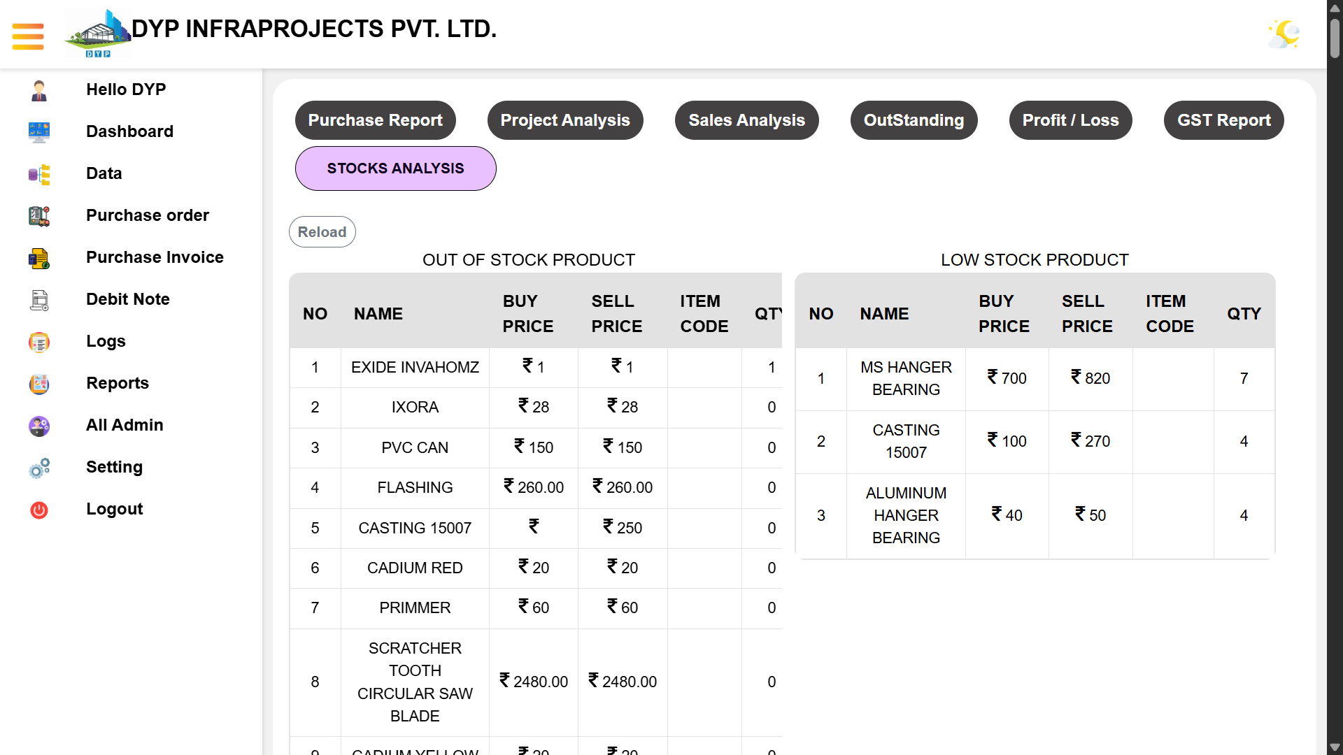 DYP Construction ERP - Billing