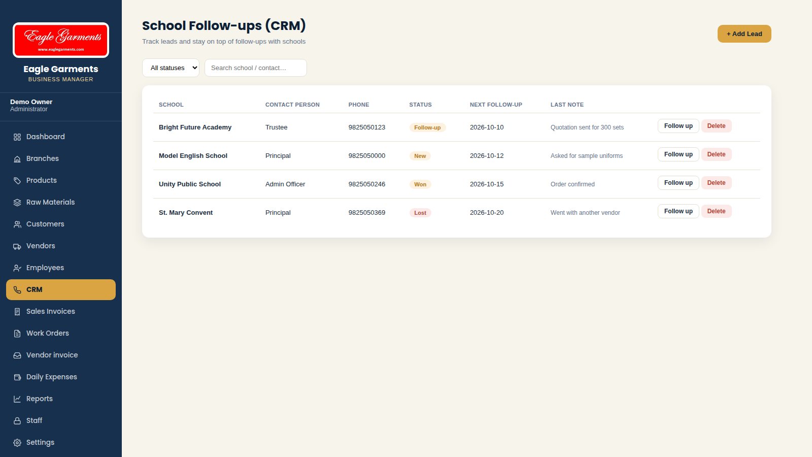 CRM Follow-ups
