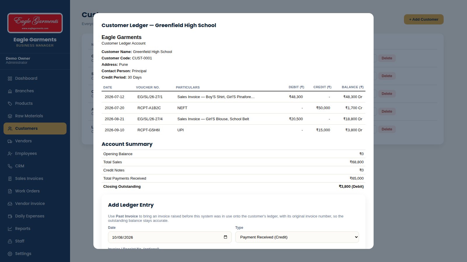 Customers & Ledger