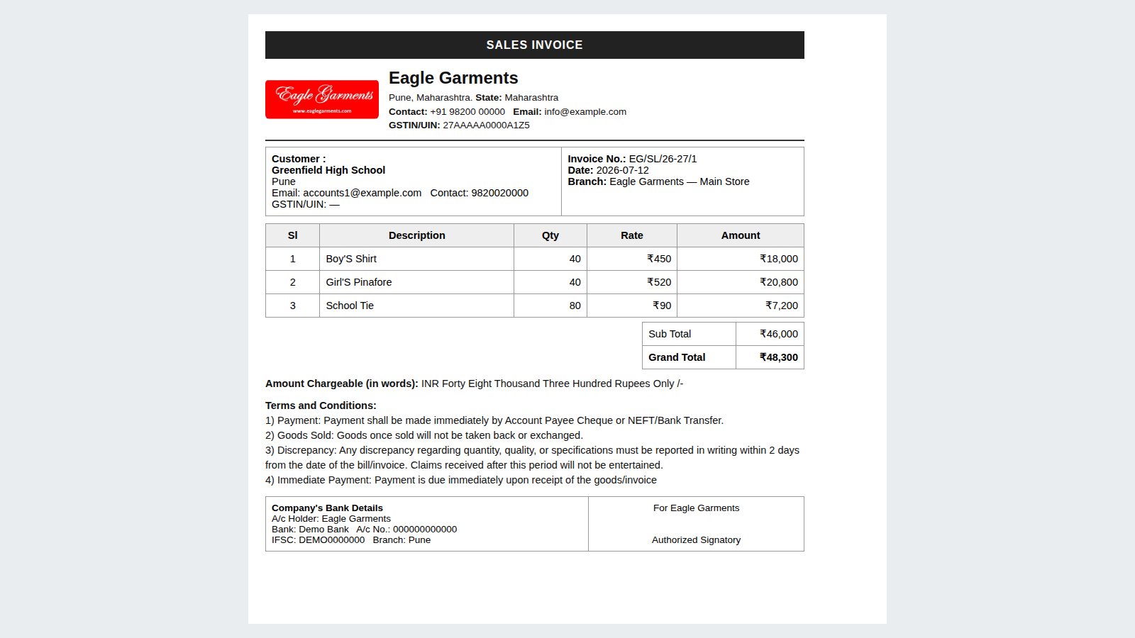 Invoice Print, PDF & Sharing
