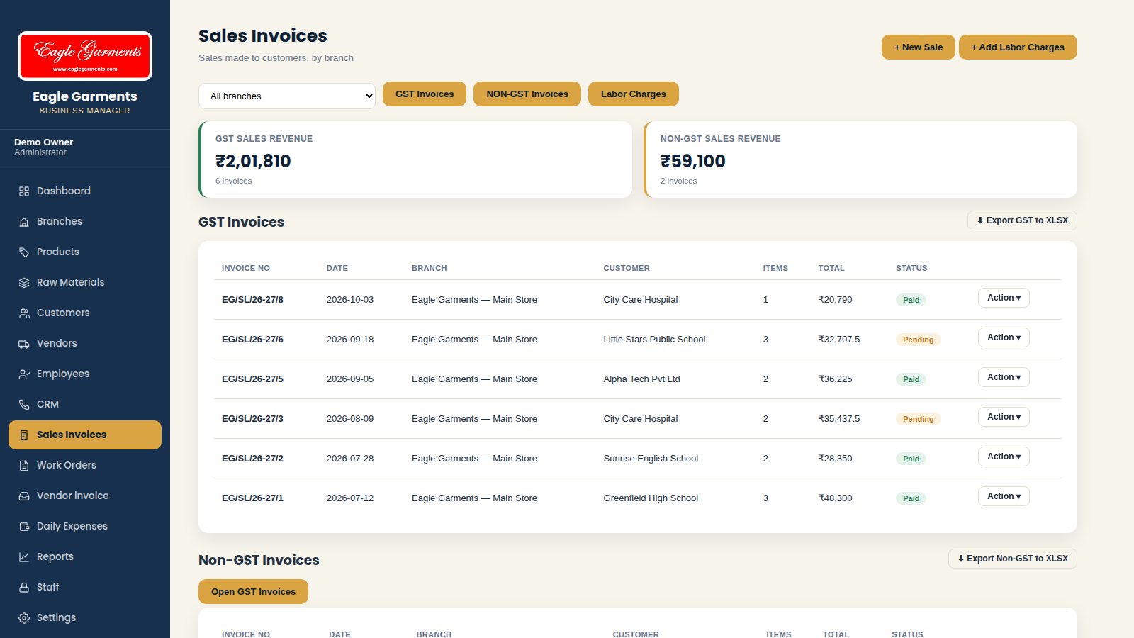 Sales Invoices