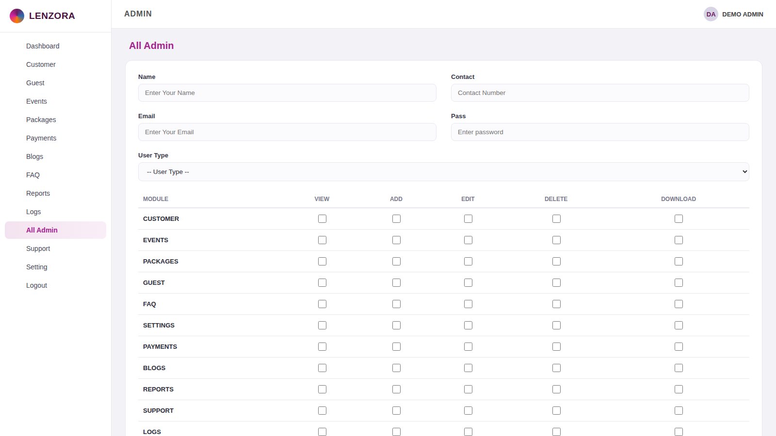 All Admin & Roles